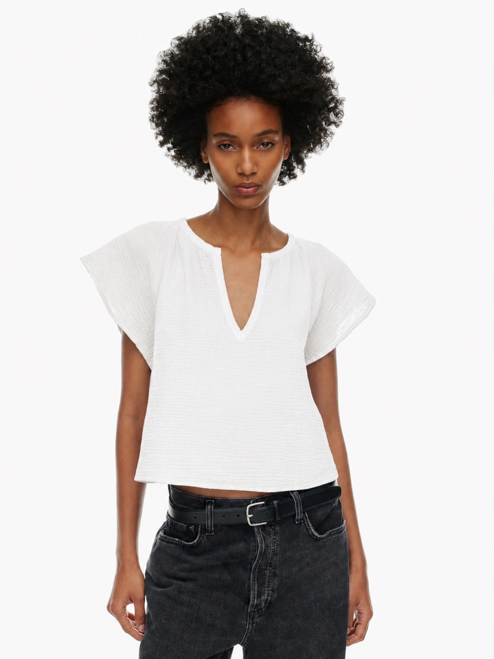 Aritzia Little Moon Mykonos Blouse white Small